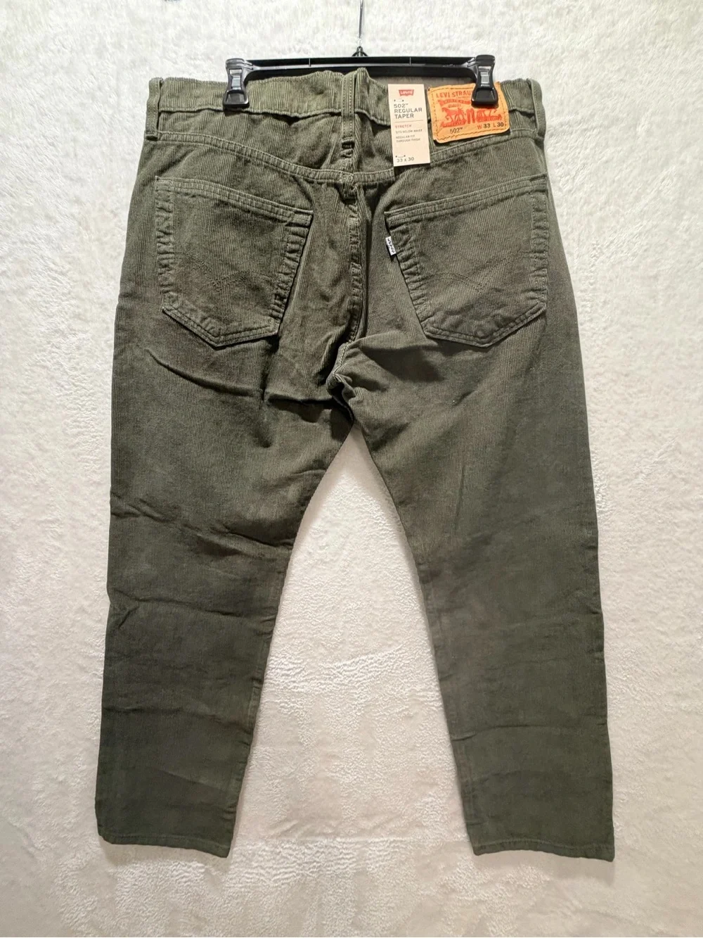 Levi’s 502 Regular Taper Olive Stretch Corduroy Pants 33x30 NWT Men’s